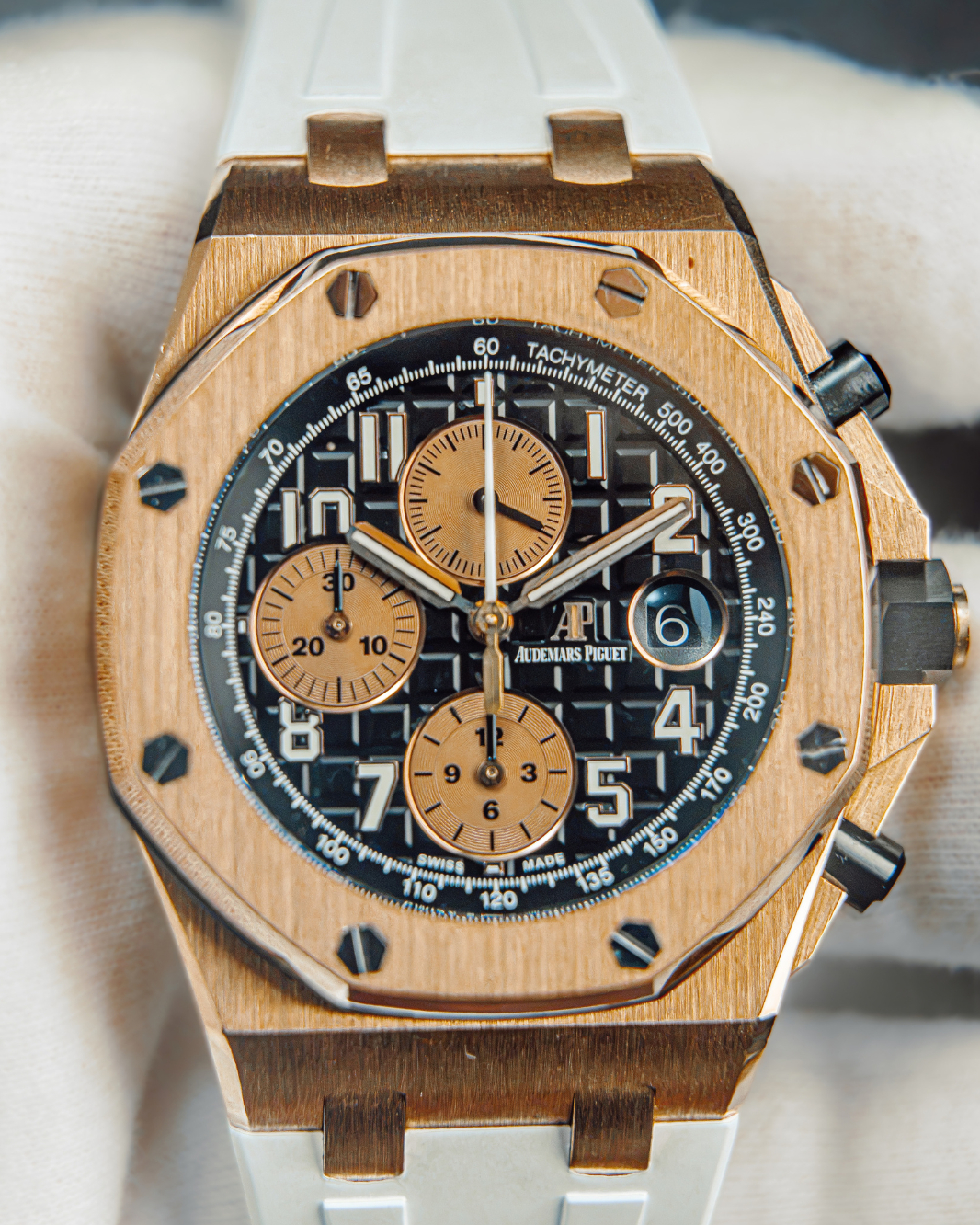 Audemars Piguet Royal Oak Offshore HALF BRICK GOLD BLACK DIAL RARE 42mm 26470OR