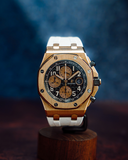 Audemars Piguet Royal Oak Offshore HALF BRICK GOLD BLACK DIAL RARE 42mm 26470OR