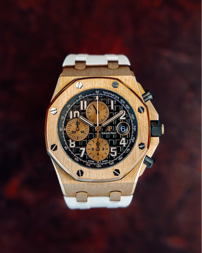 Audemars Piguet Royal Oak Offshore HALF BRICK GOLD BLACK DIAL RARE 42mm 26470OR