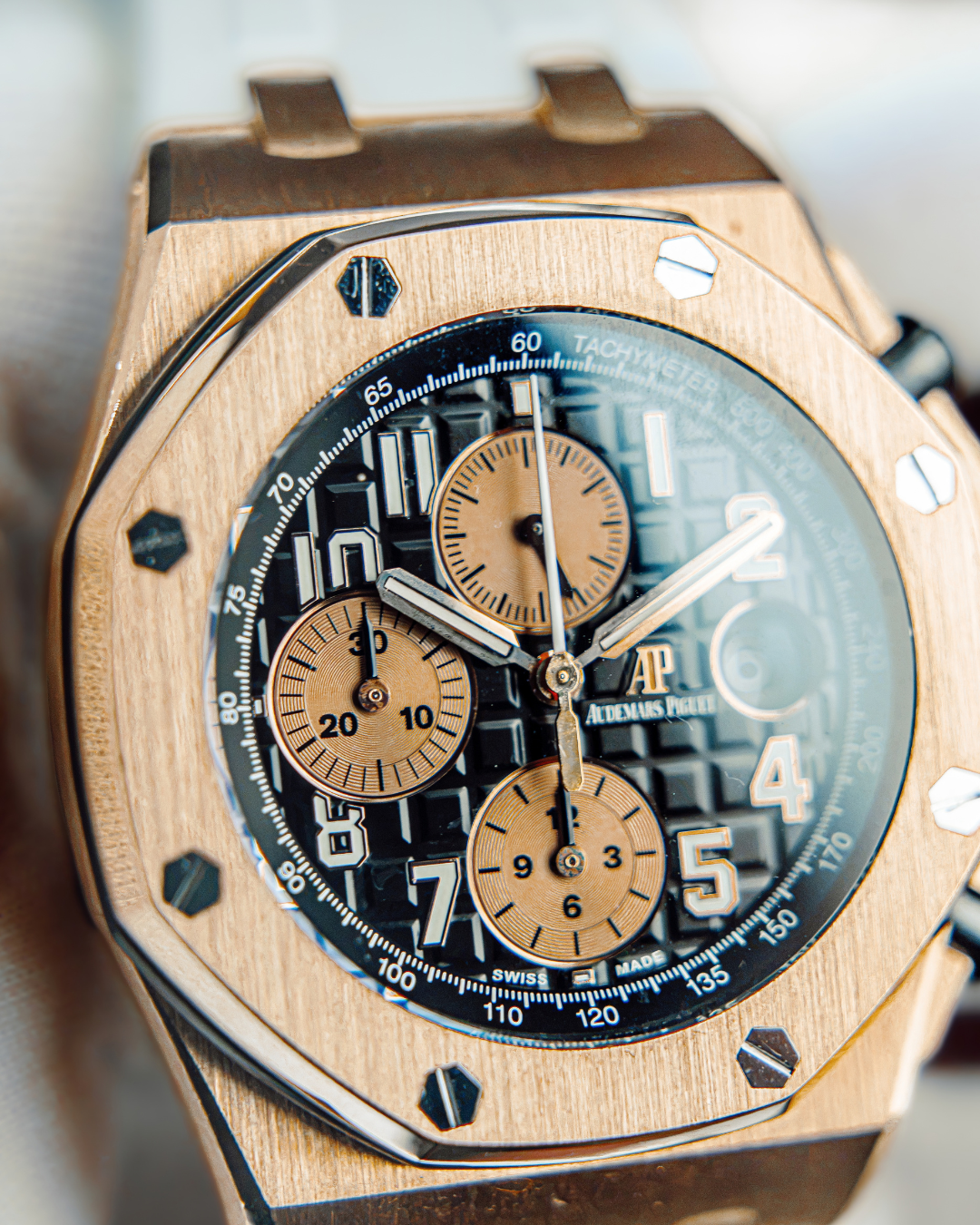 Audemars Piguet Royal Oak Offshore HALF BRICK GOLD BLACK DIAL RARE 42mm 26470OR