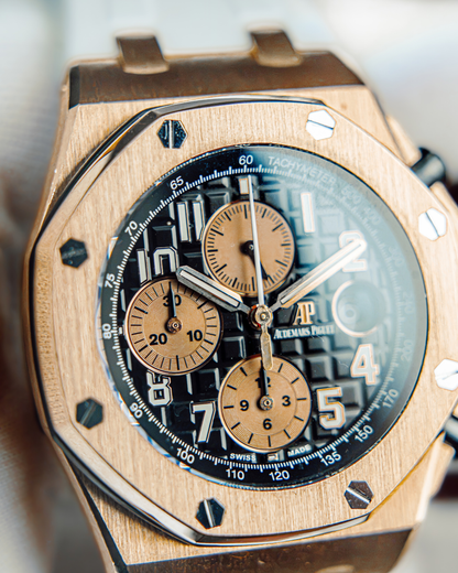 Audemars Piguet Royal Oak Offshore HALF BRICK GOLD BLACK DIAL RARE 42mm 26470OR