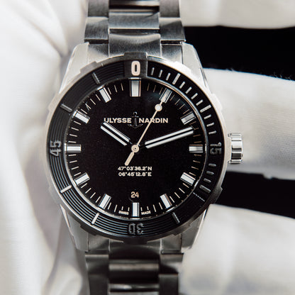 2026 Ulysse Nardin Diver Chronometer 42mm Black Dial Steel Bracelet Full Set Ref. 8163-175-7MIL/92